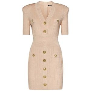 Balmain Pink Ribbed Knit Mini Dress - NWT